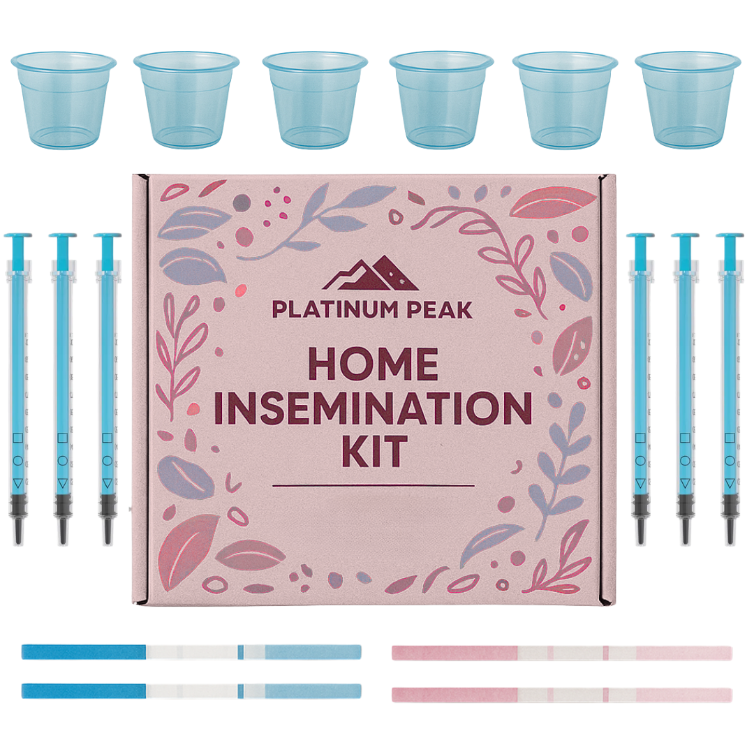 Home Insemination Kit | Self Insemination | Conception Support | 6 Syringes, 6 Collection Cups, 2 Ovulation Tests, 2 Pregnancy Tests